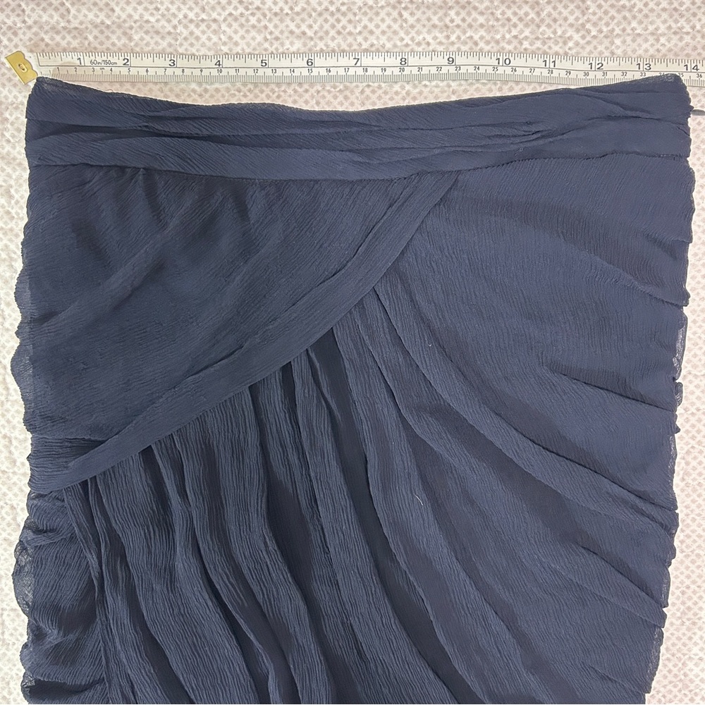Club Monaco Silk navy chiffon skirt Sz 4 - Picture 7 of 8